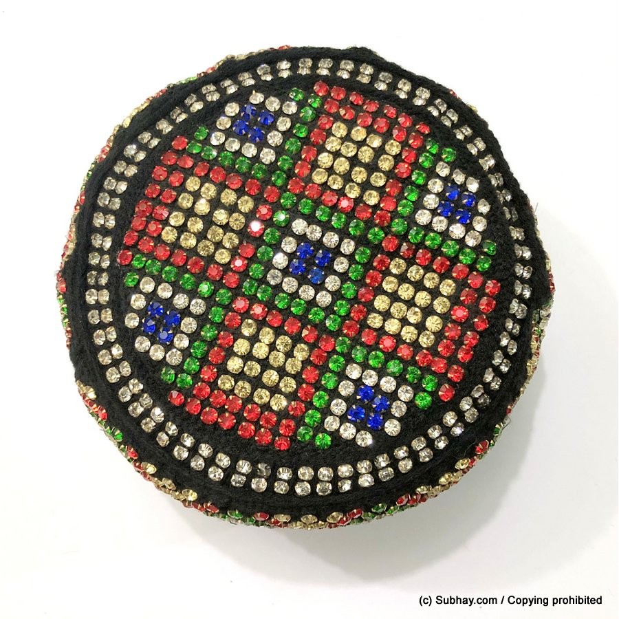 Multi Color Round Full Sindhi Nagina /  Zircon Cap or Topi MKC-564